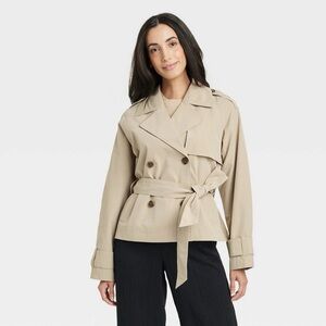 a new day Women's Tan Short Trench Coat